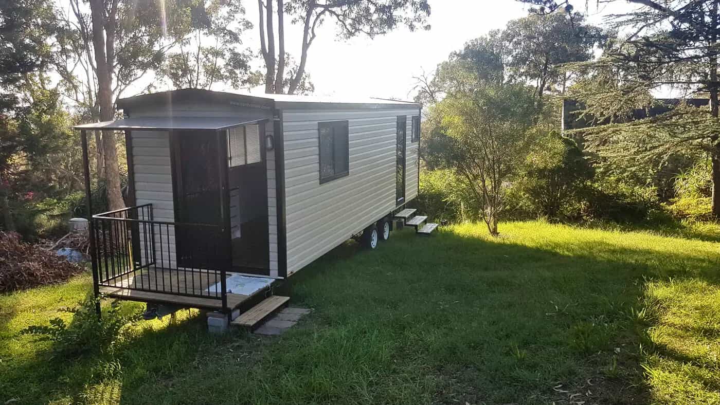 Portable granny flat hire delivered and set up in a forest area